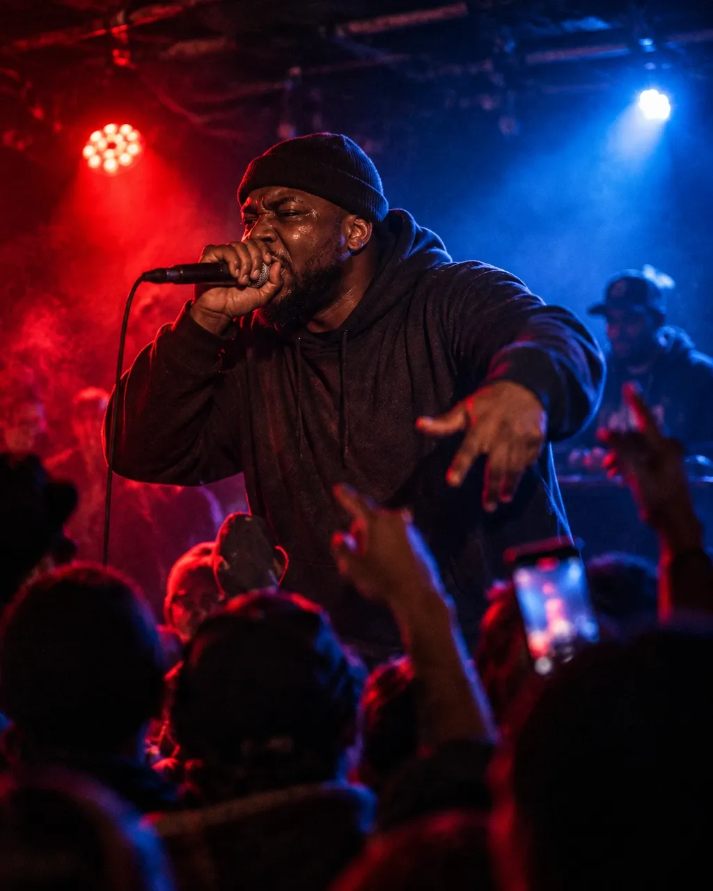 Gritty Midwest hip-hop performance in a small club