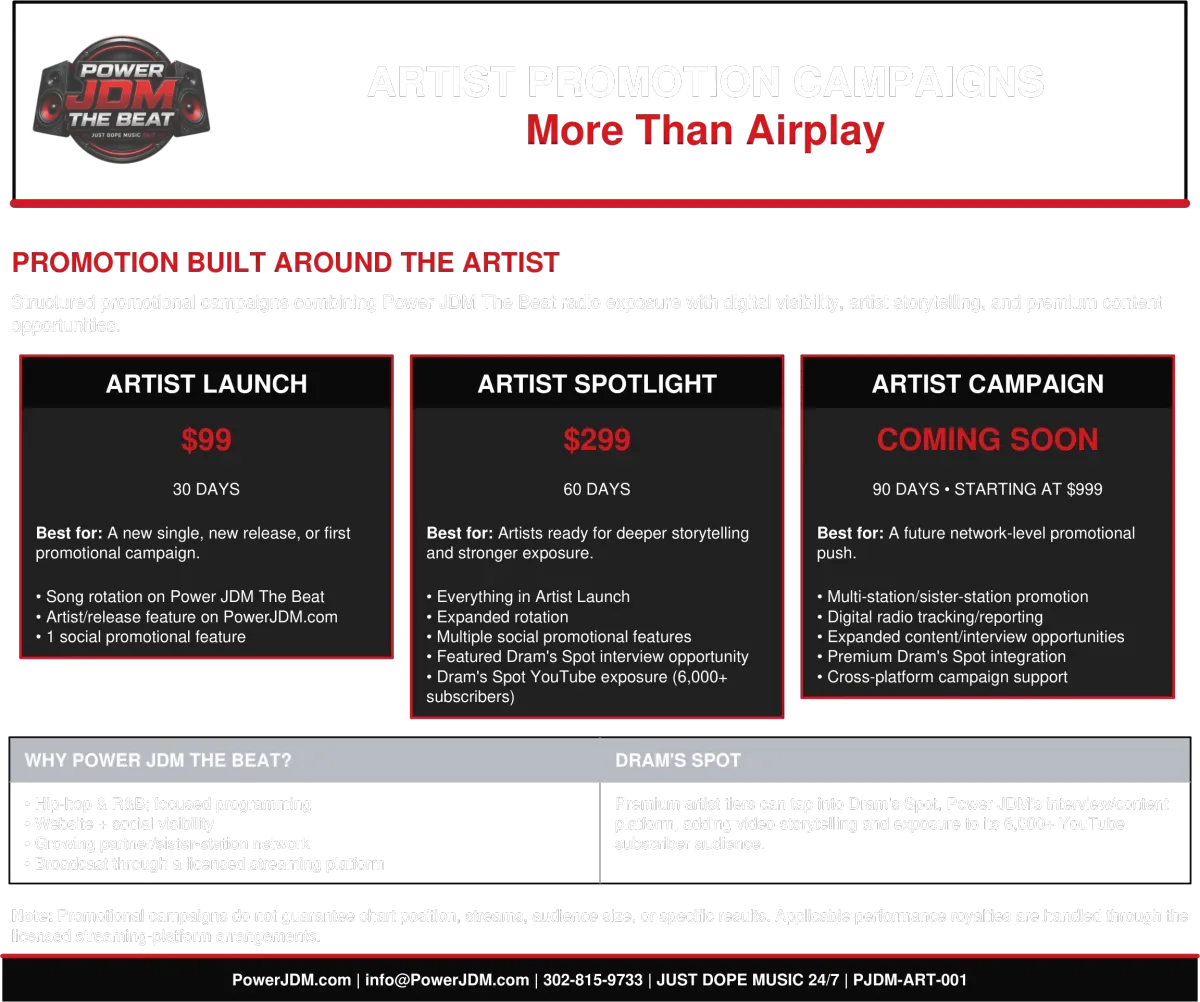 Power JDM promotion campaign artwork in red and black